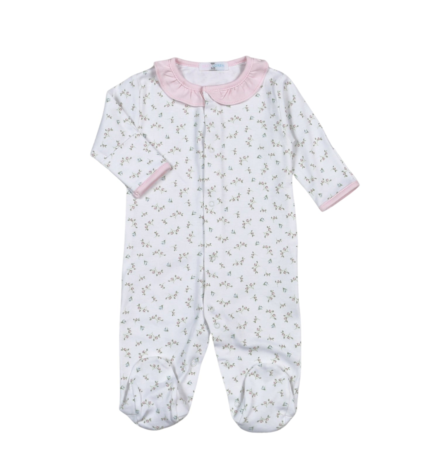 BEL-014 Bella Pink   Floral Pima Snaps Footie