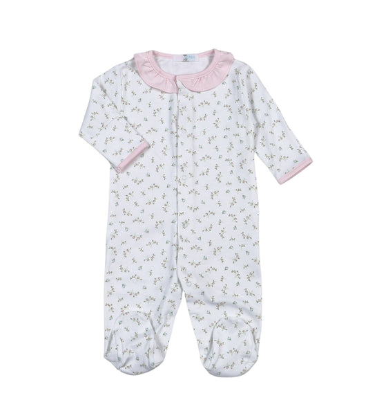BEL-014 Bella Pink   Floral Pima Snaps Footie