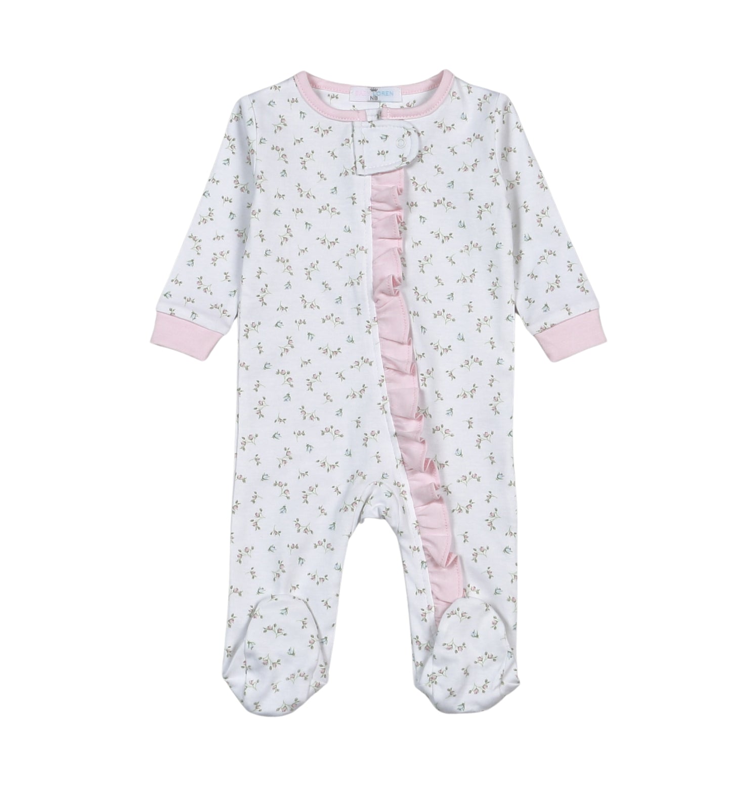 BEL-114 Bella Pink   Floral Pima Zipper Footie