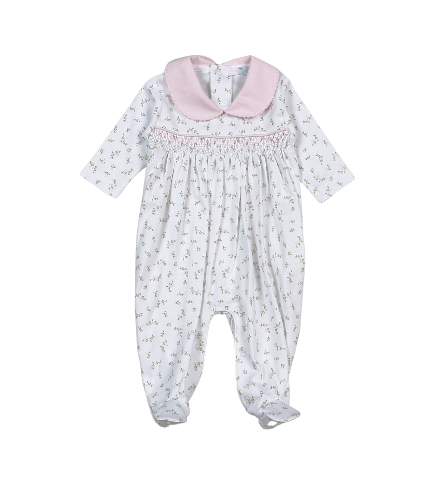 BEL-414 Bella Pink   Floral Hand Smk Footie