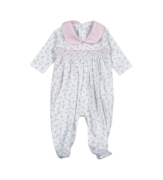 BEL-414 Bella Pink   Floral Hand Smk Footie