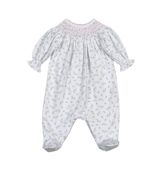 BEL-514 Bella Pink   Floral Hand Smk Bishop Footie