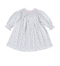 BEL-540 Bella Pink   Floral Pima Hand Smk Bishop Dress