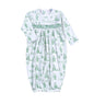 CHT-419 Green Christmas Toile Hand Smk Gown