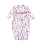 CHT-519 Red Christmas Toile Hand Smk Gown