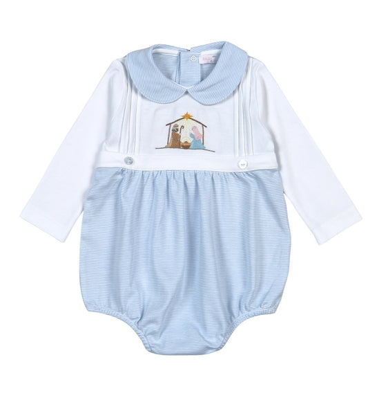 HNI-030 Blue Holly Night Hand Embroidered Bubble