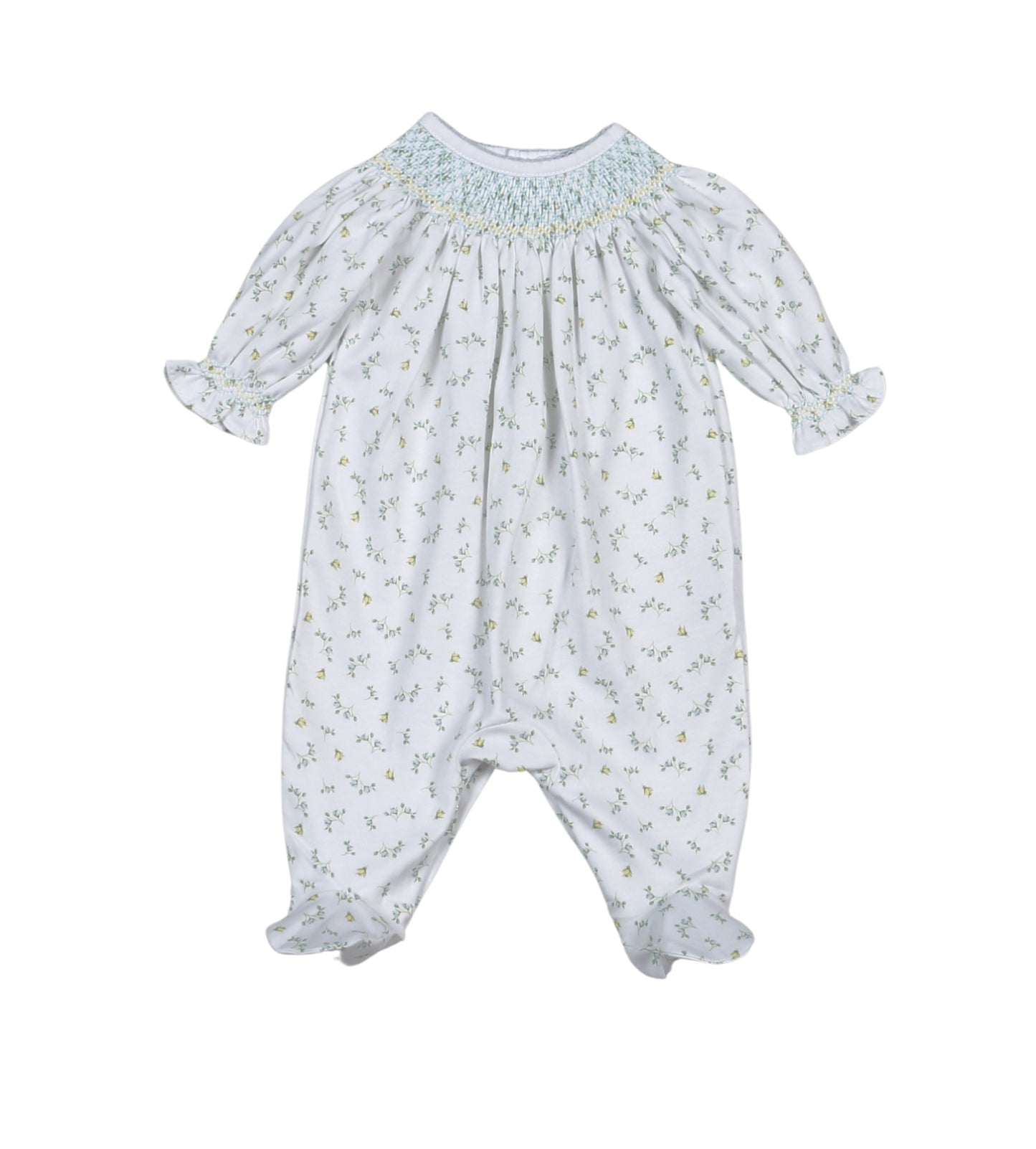 MIA-514 Mia Blue Floral Hand Smk Bishop Footie