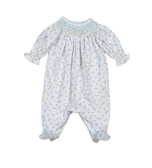 MIA-514 Mia Blue Floral Hand Smk Bishop Footie