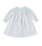 MIA-540 Mia Blue Floral Pima Hand Smk Bishop Dress