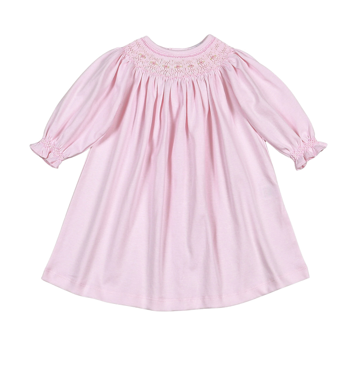 PKS-940 Sally Pink Stripes Hand Smk Pima Bishop Dress