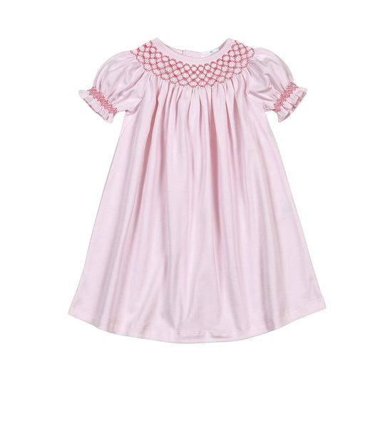 ROH-940 Rosy Holiday Hand Smk Pima Bishop Dress