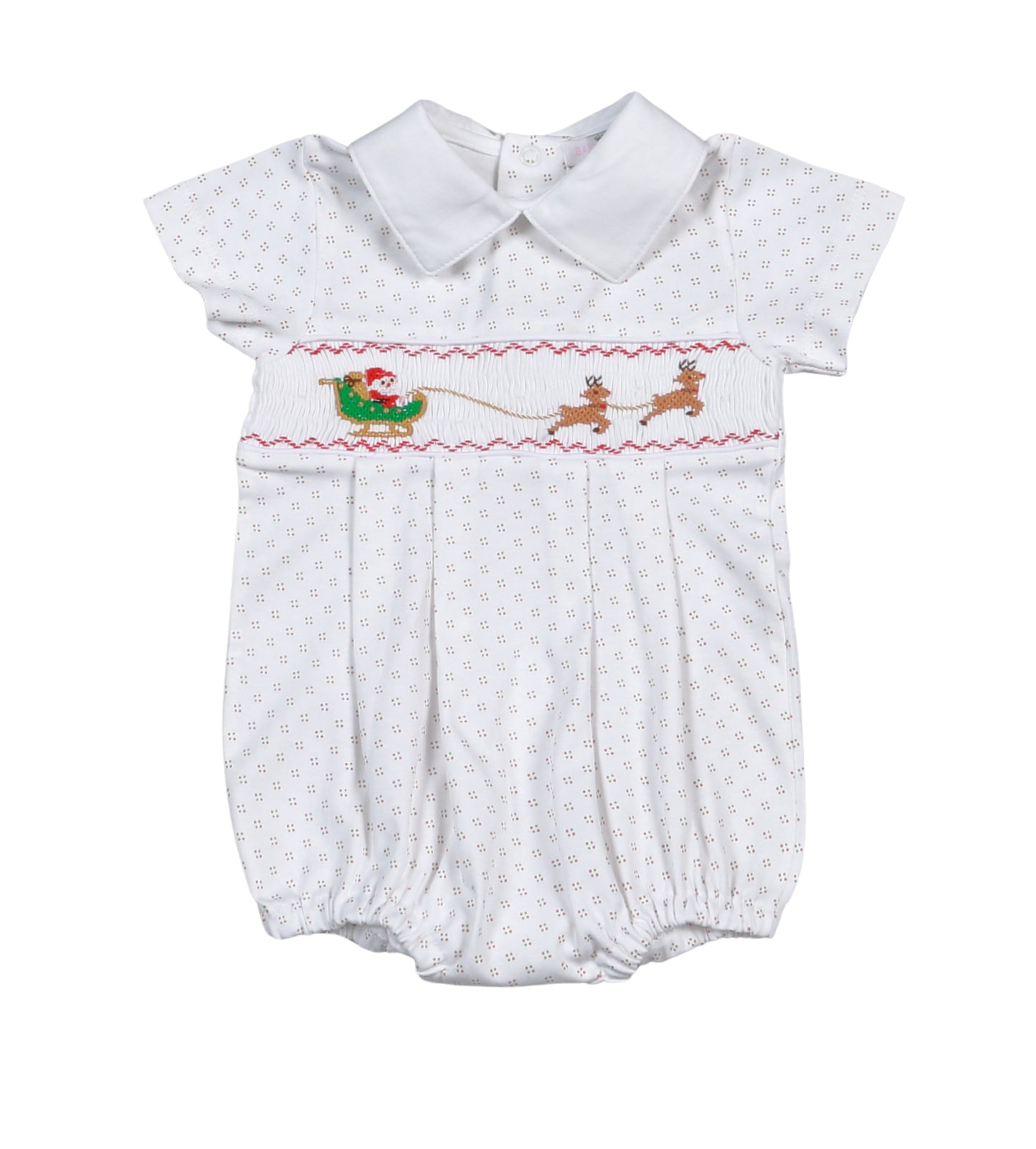 SSL-730 Santa's Sleigh  Hand Smocked Pima Bubble