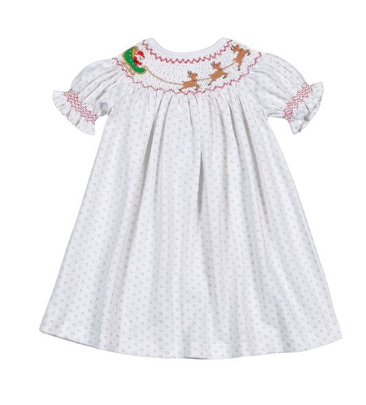 SSL-940 Santa's Sleigh Hand Smk Pima Bishop Dress