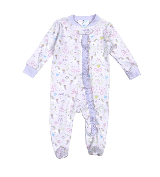 UCR-114 Unicorns Pima Zipper Footie