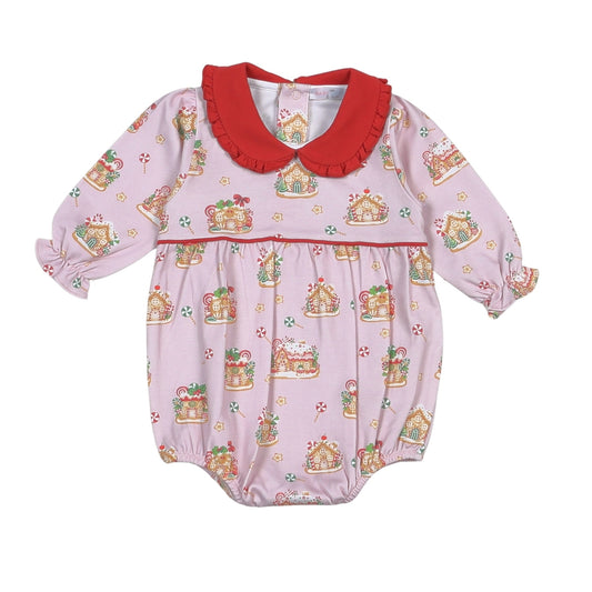 GIN-130 Gingerbread House Pima Ruffled Bubble