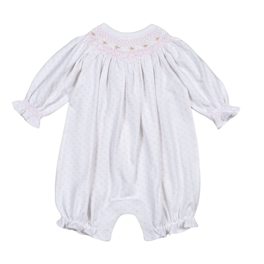 PDS-930 Sally Pink Dots Hand Smk Pima Bishop Short Sleeves Bubble