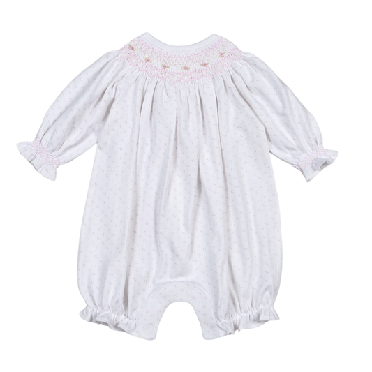 PDS-930 Sally Pink Dots Hand Smk Pima Bishop Short Sleeves Bubble