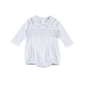 WBS-831 Tim white/Blue Hand Smocked Pima Long Sleevs Bubble