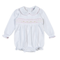 WPS-831 Sally white/pink Hand Smocked Pima Long Sleevs Bubble