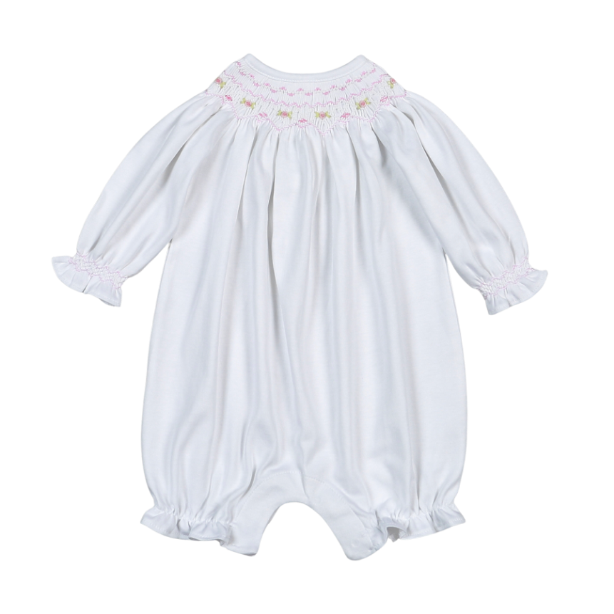 WPS-930 Sally white/pink Hand Smk Pima Bishop Short Sleeves Bubble