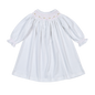 WPS-940 Sally white/pink Hand Smk Pima Bishop Dress