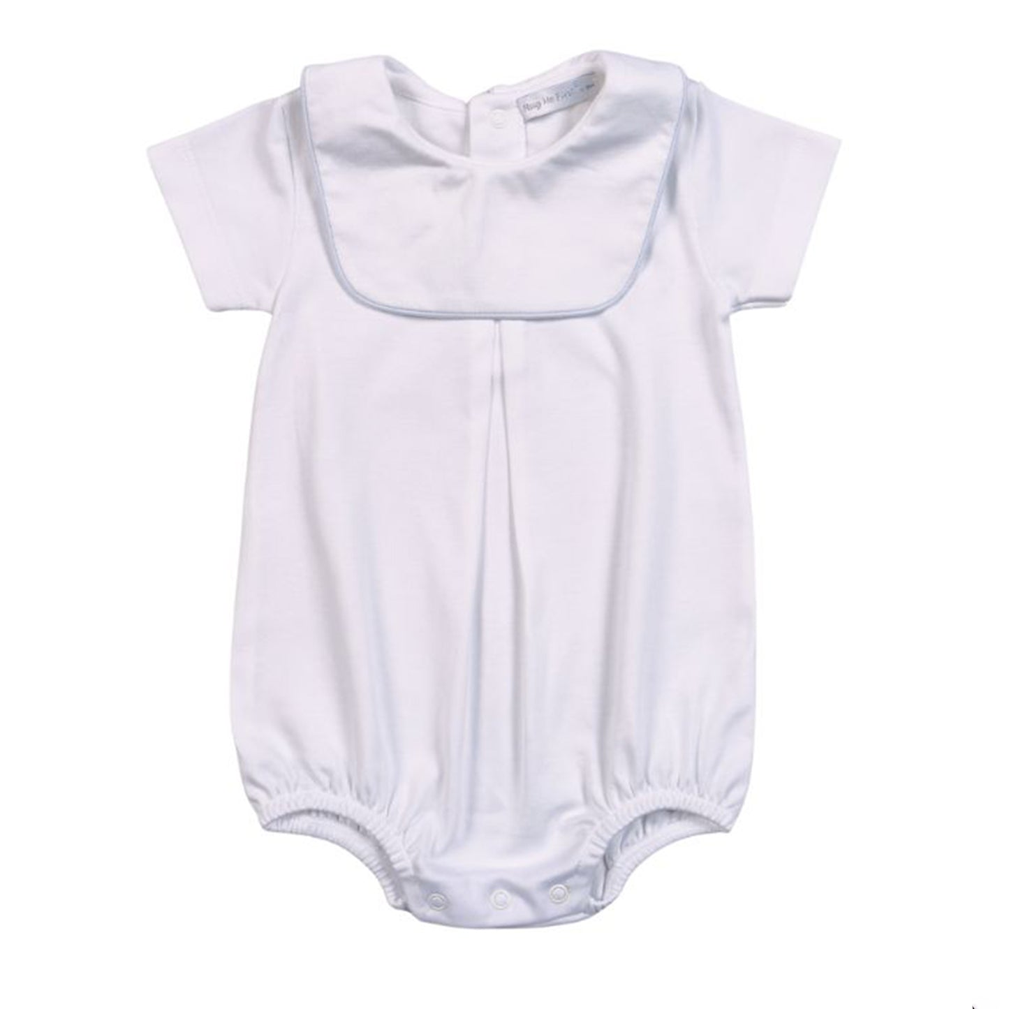 BIB-030 White Bib Pima Bubble Blue Piping