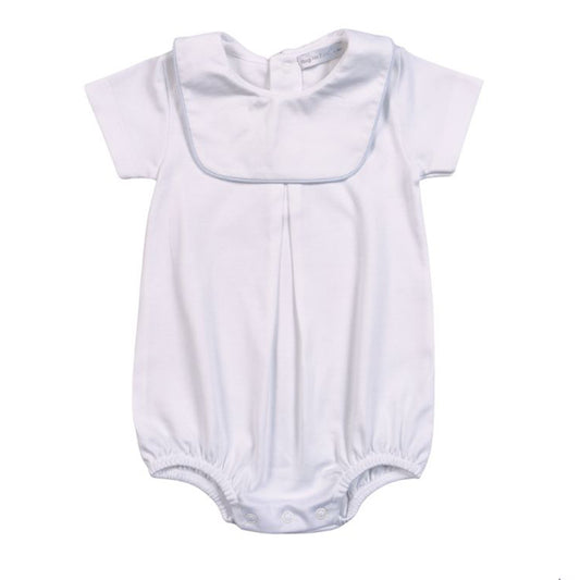 BIB-030 White Bib Pima Bubble Blue Piping