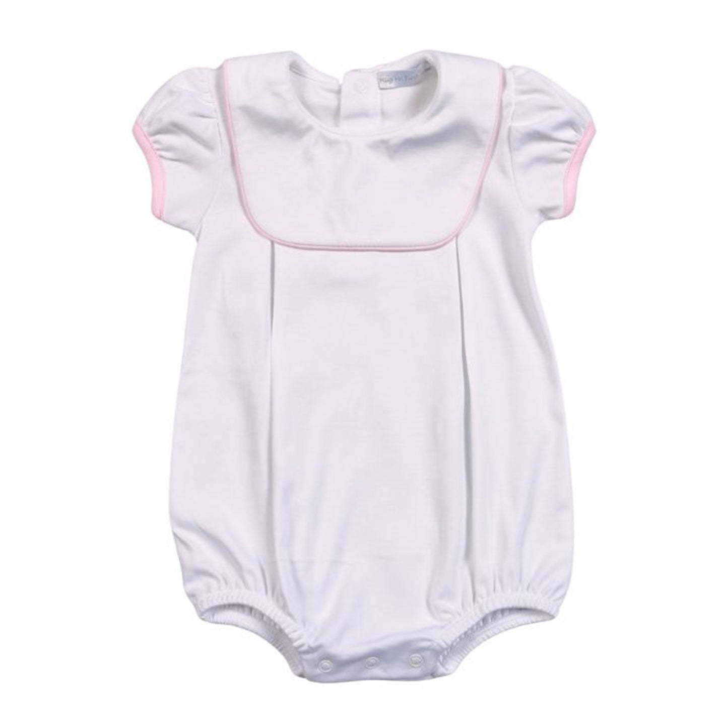 BIB-230 White Bib Pima Bubble Pink Piping