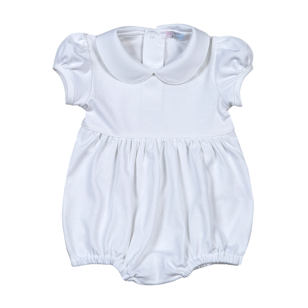 WBU-230 WHITE ROUND COLLAR PIMA BUBBLE. PUFF SLEEVES