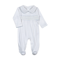 WBS-814 Tim white/Blue Hand Smocked Pima Footie