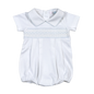 WBS-830 Tim white/Blue Hand Smocked Pima Short Sleeves Bubble