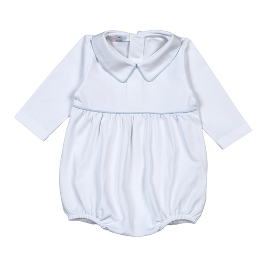 BOB-630 Bob White Blue Piping Pima Bubble. Long sleeves