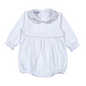 ISA-330 Isabela White Pink Piping Pima Bubble. Long sleeves