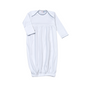 WNP-020 White  Gown Navy Blue Picot Trim. Cut on Chest