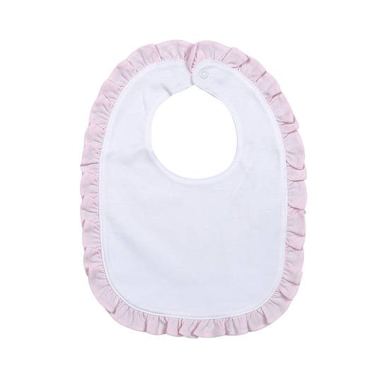 LIL-017 Lily White and Pink Ruffles Bib.