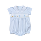 BBB-430 Blue hand smocked bunnies bubble
