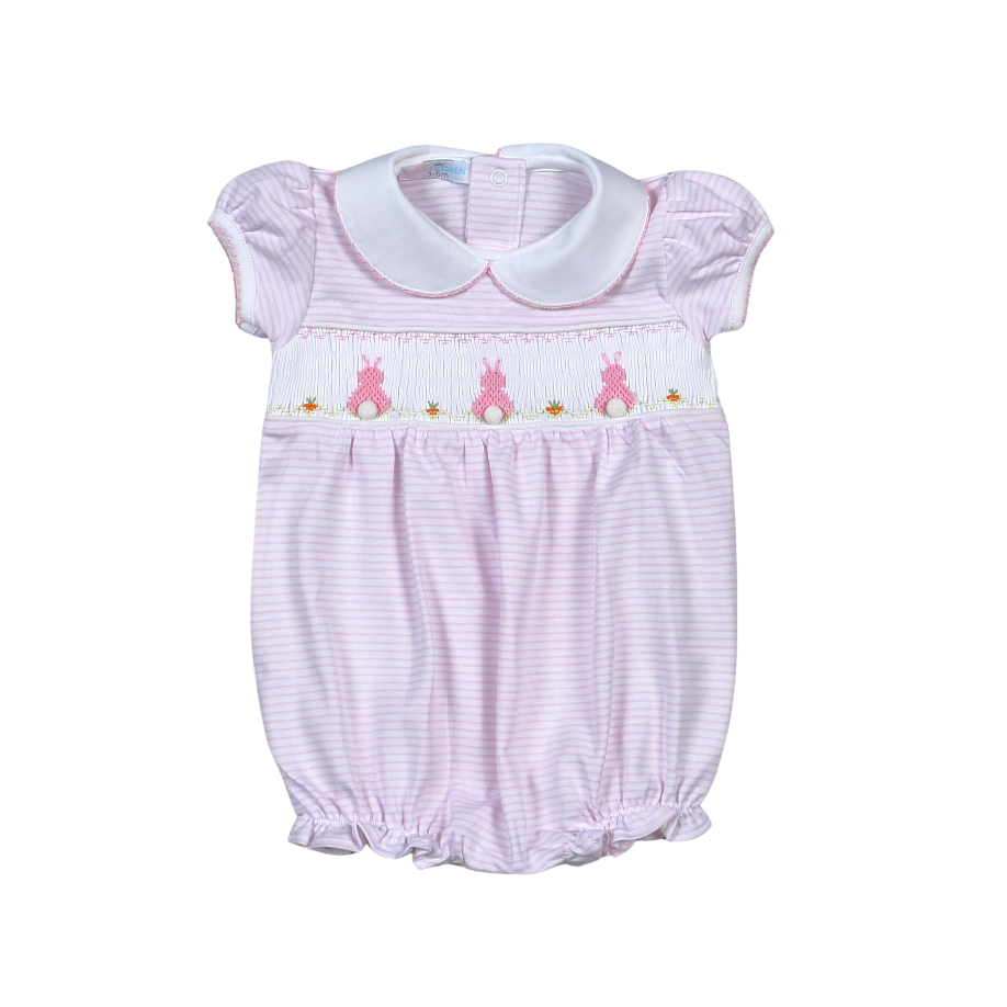 PBB-330 Pink hand smocked bunnies bubble