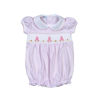 PBB-330 Pink hand smocked bunnies bubble