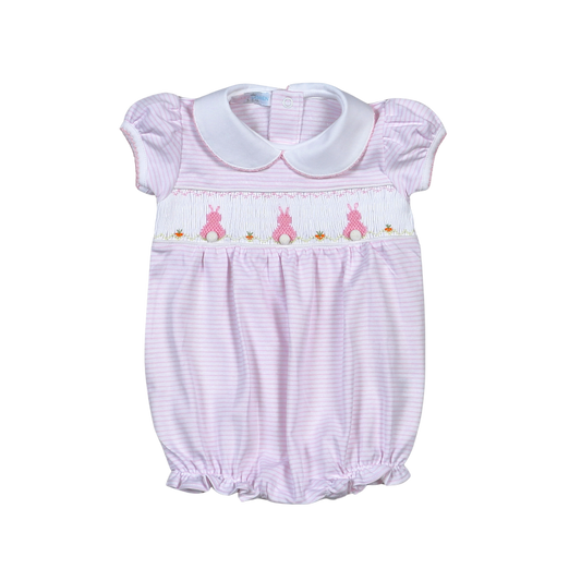 PBB-330 Pink hand smocked bunnies bubble
