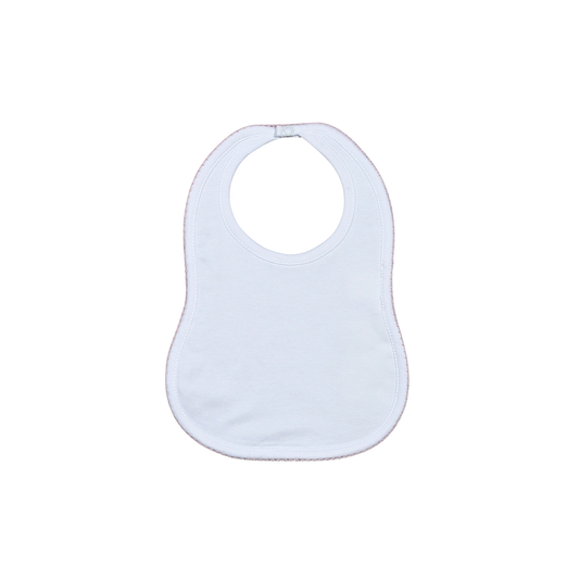 WPP-017 White  Bib Pink Picot Trim.