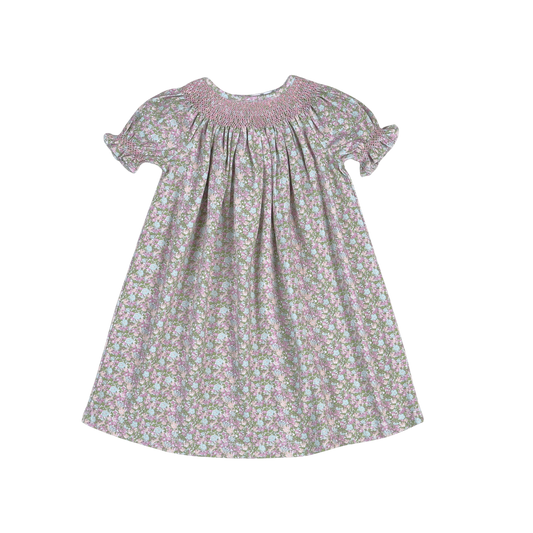 EVE-540 Eve Floral Hand Smocked Bishop Dress