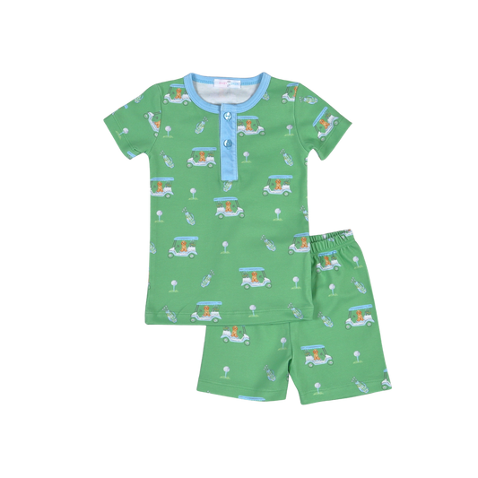 GLF-099 Blue Plaids Jon Two pcs Pjs set Tight Fitting