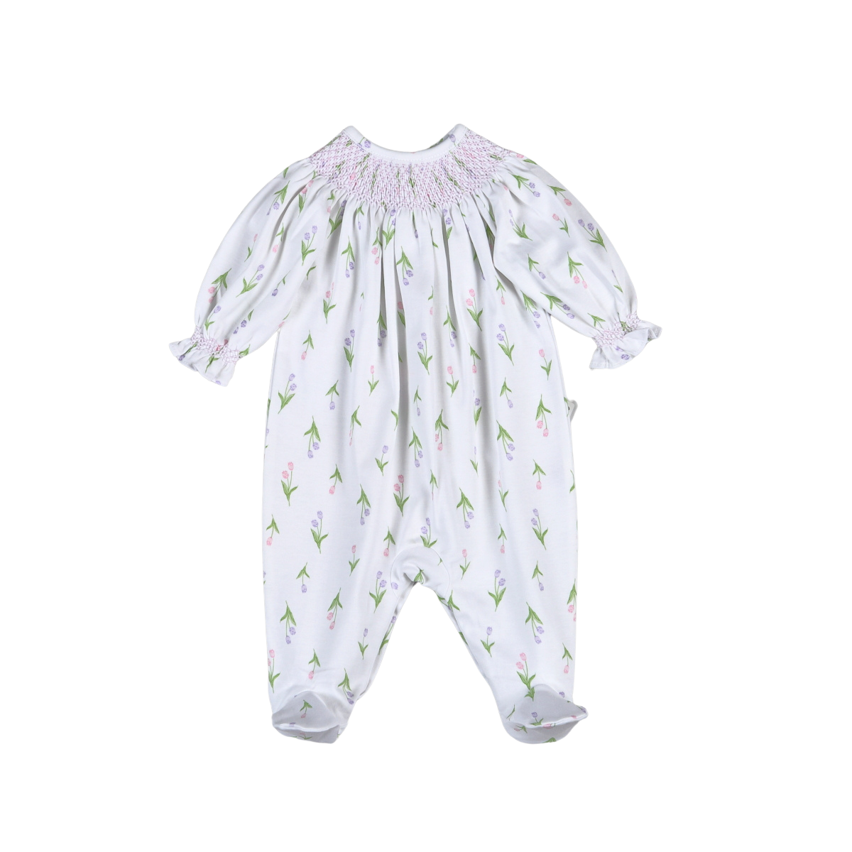 ZOE-514 Zoe Floral Hand Smocked Bishop Footie