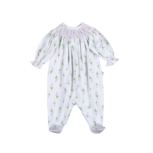 ZOE-514 Zoe Floral Hand Smocked Bishop Footie