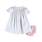 BEL-640 Bella Pink Floral Pima Hand Smk Bishop Dress