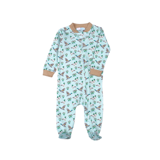 MLK-014 Mallard Ducks Pima Zipper Footie