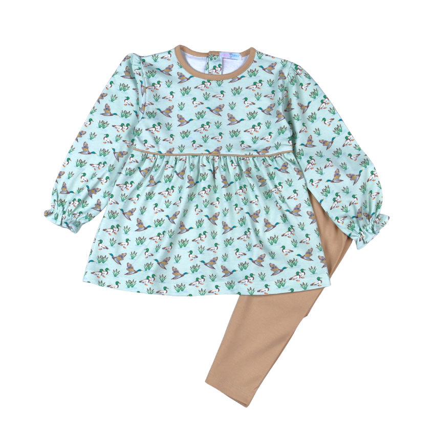 MLK-220 Mallard Ducks Pima scalop collar top set