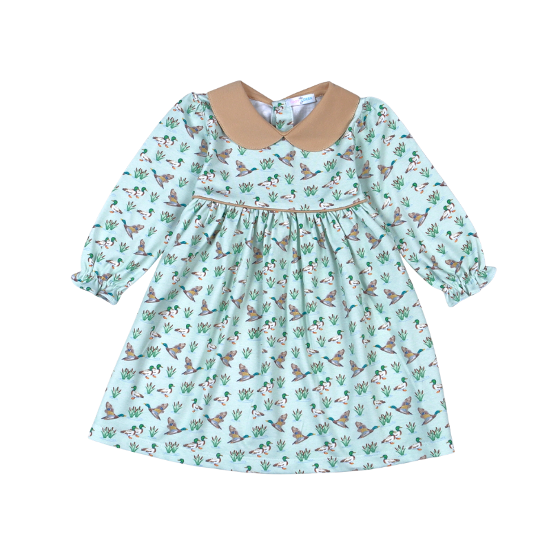 MLK-240 Mallard Ducks Pima scalop collar Dress
