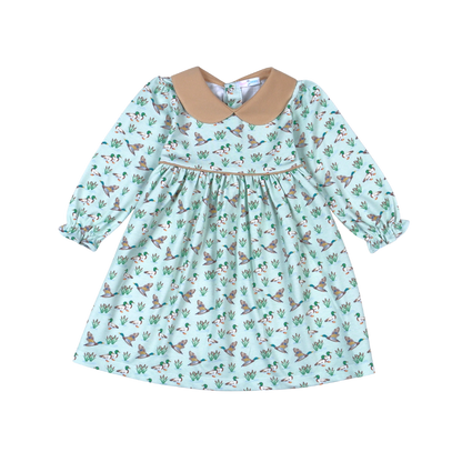 MLK-240 Mallard Ducks Pima scalop collar Dress