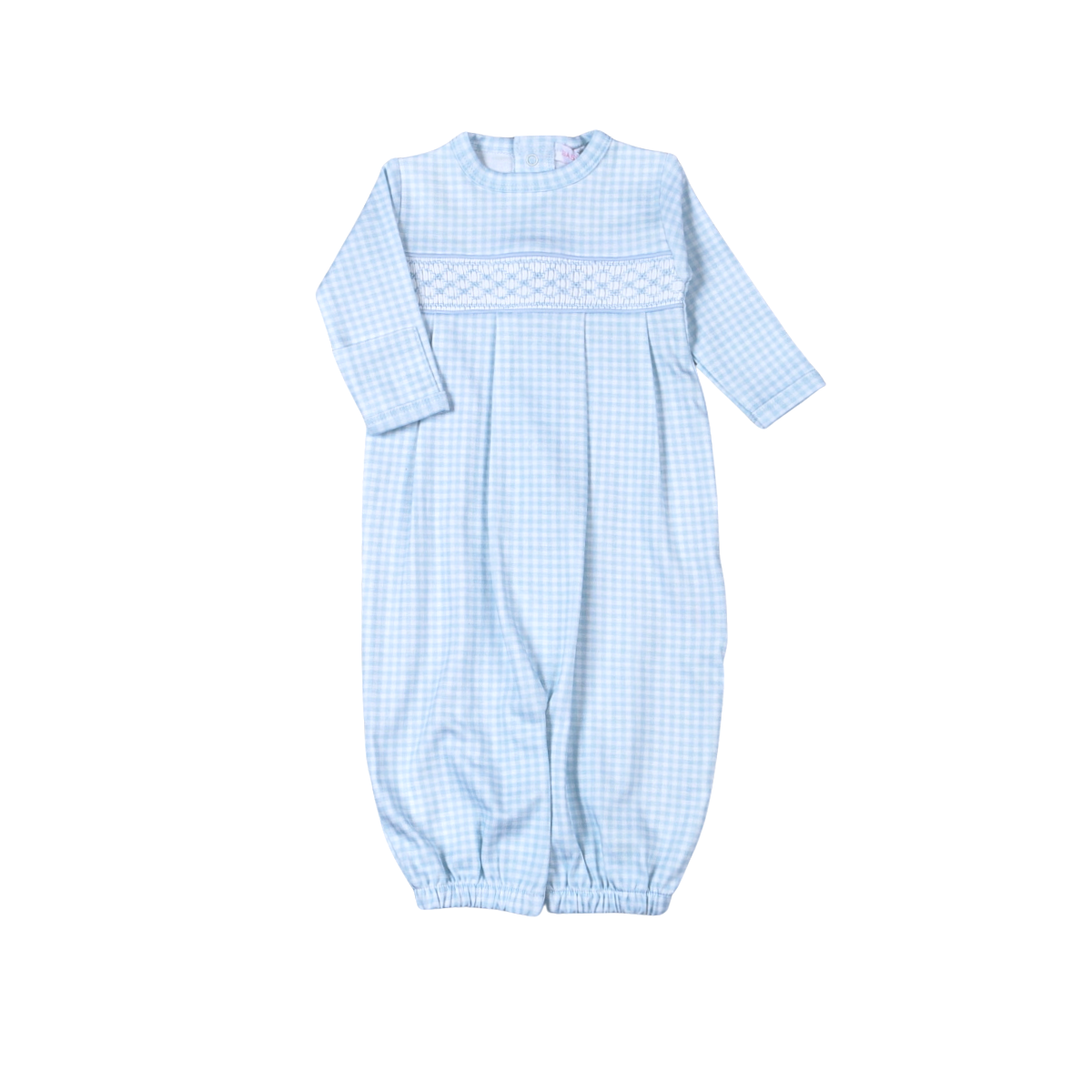 BGG-111 Blue gingham clsssic Pima Hand Smocked Converter